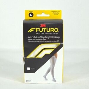 3M Futuro 18 mmHg Anti-Embolism Thigh Length Compression Stockings White Large